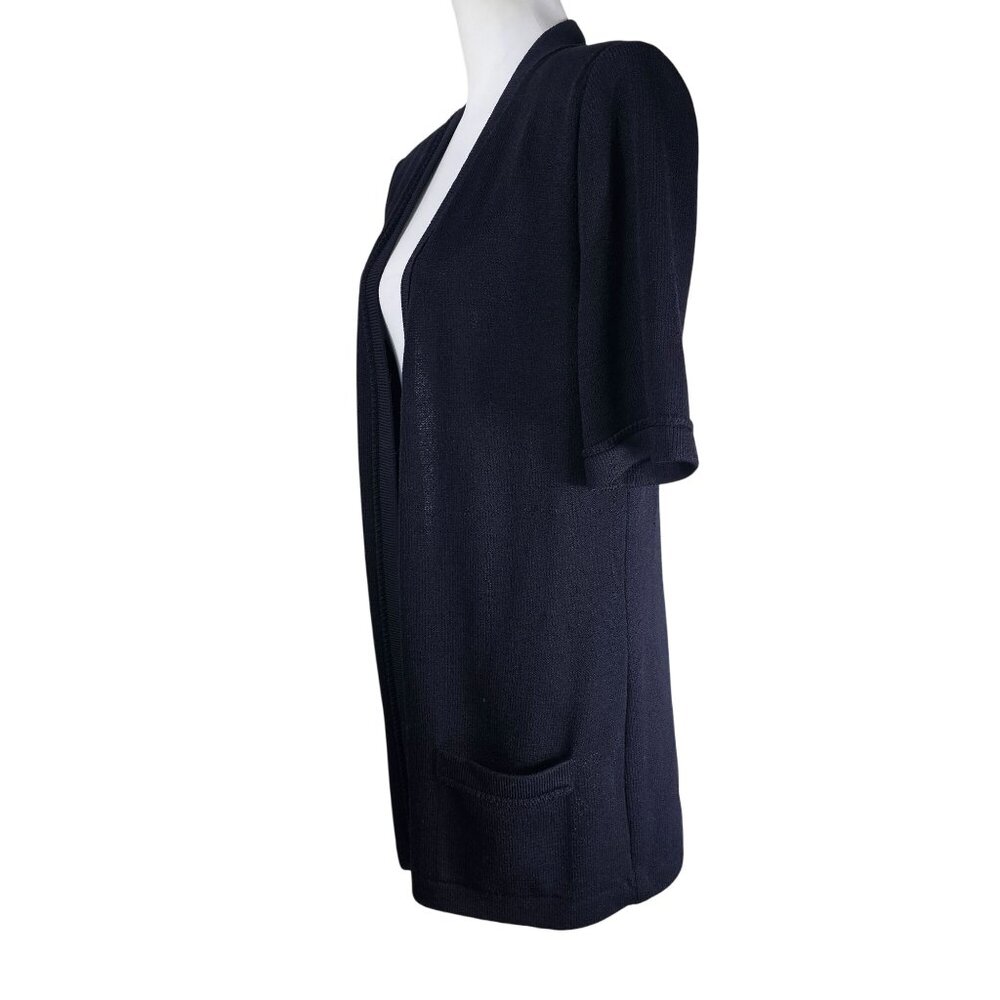 St. John Santana Knit Open Cardigan Sweater L Black Travel Office‎ Quiet Luxury - Picture 3 of 9